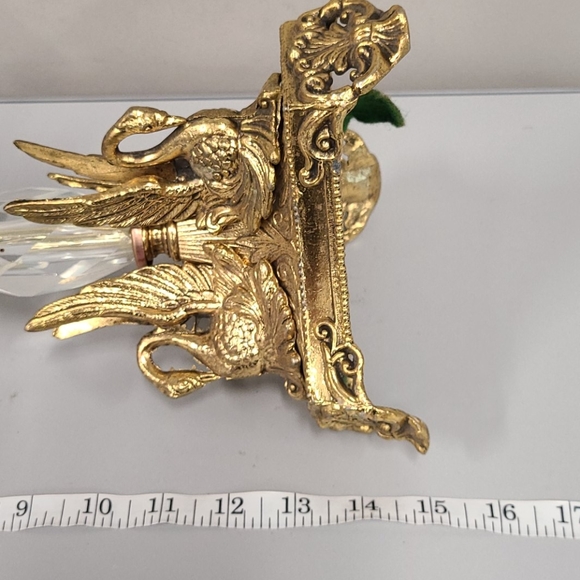 Vintage Brass Swan Base 3 Arm Candelabra 15" - Picture 11 of 12